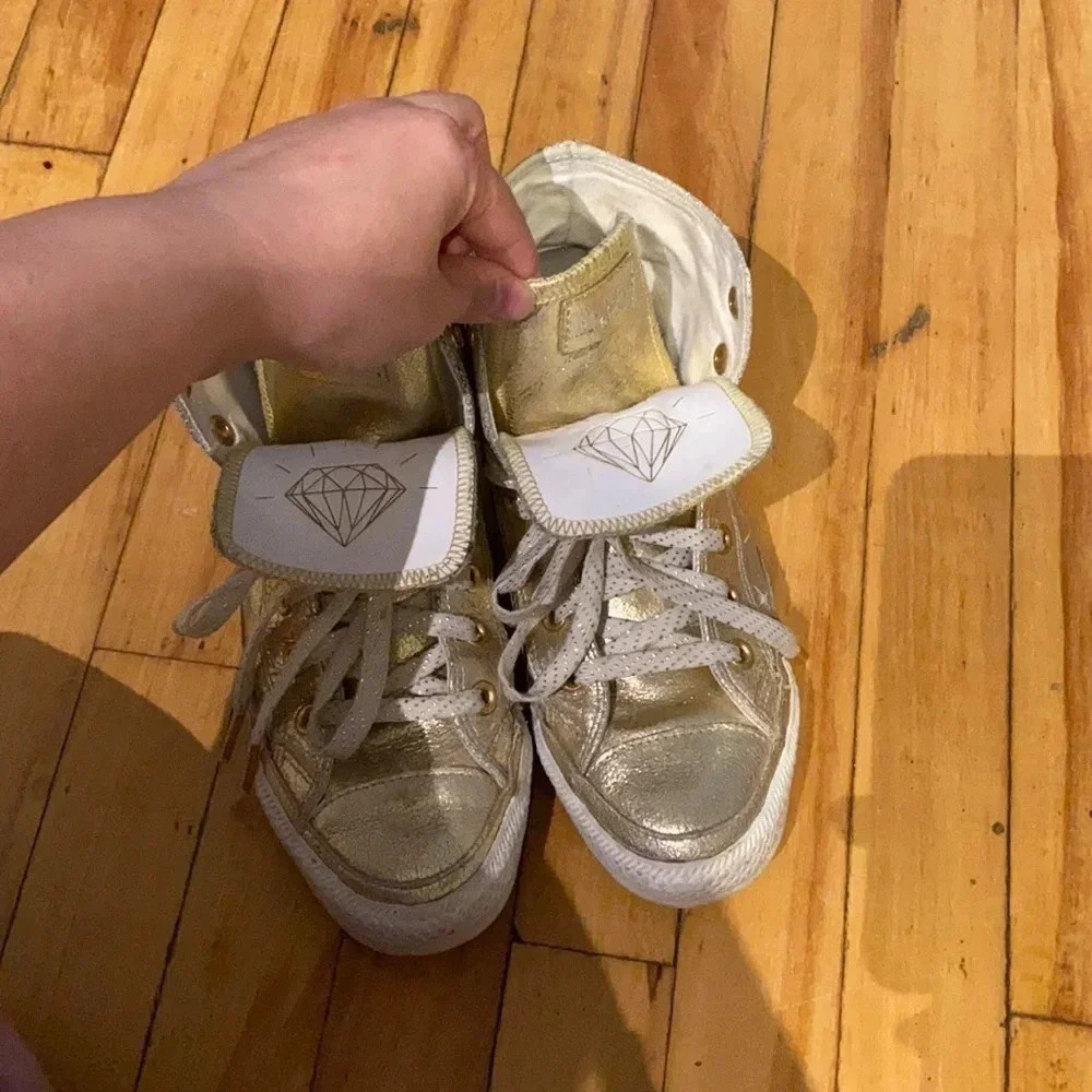 Gold converse with  diamonds